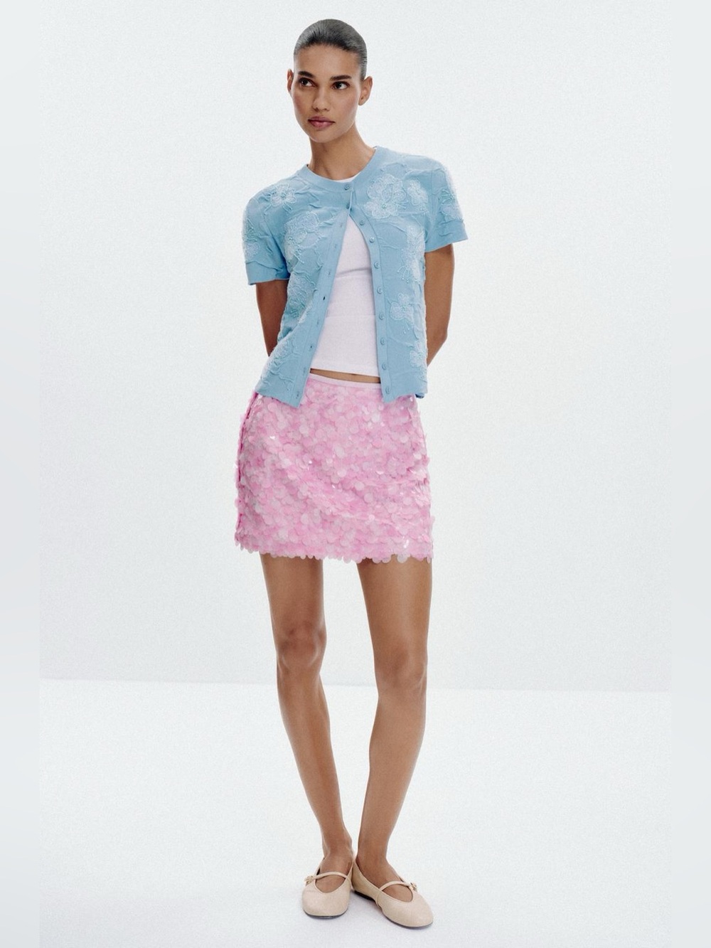 Zara Pink sequined Mini Skirt
